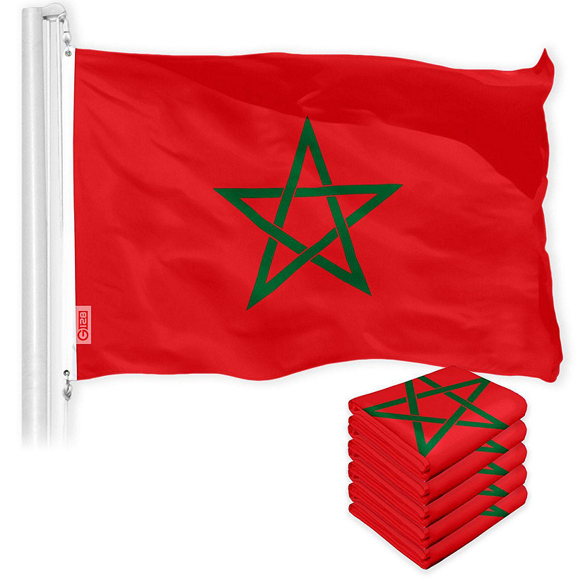G128 - Morocco Moroccan Flag 3x5FT 5 Pack 150D Printed Polyester Image