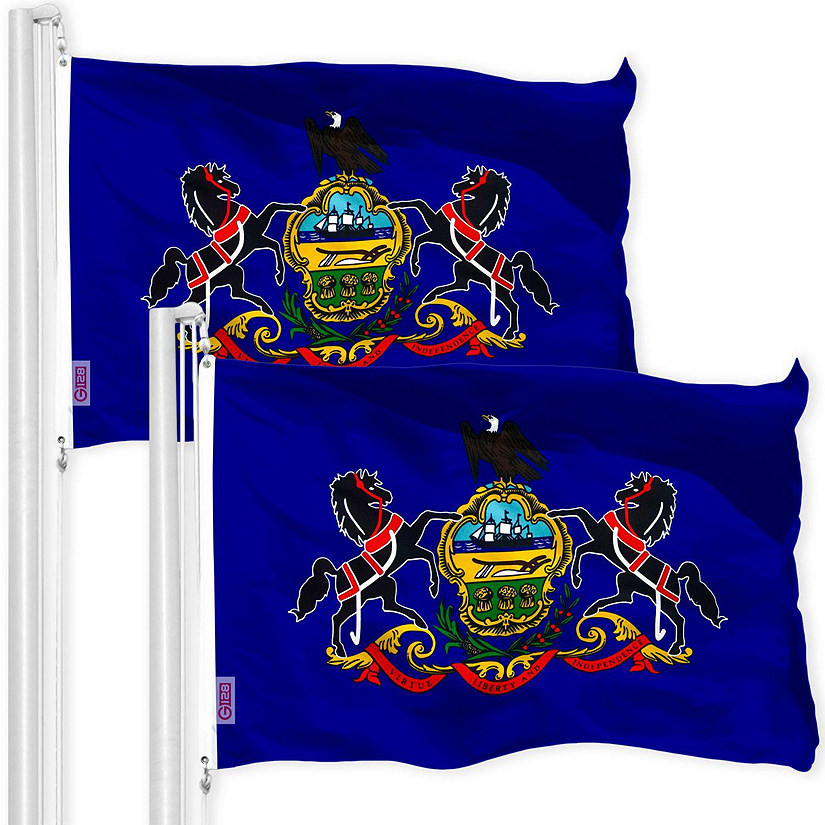 G128 Pennsylvania PA State Flag 3x5FT 2 Pack 150D Printed Polyester