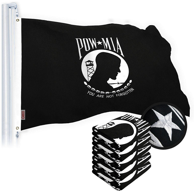 G128 POW MIA Flag 2x3 FT 5 Pack Embroidered Spun Polyester Oriental