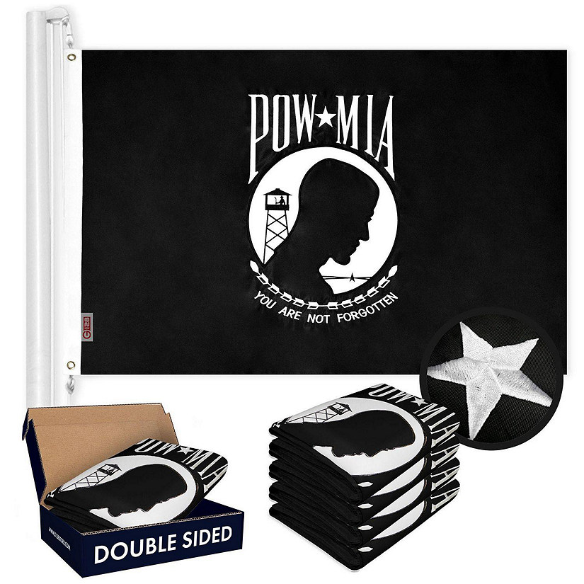 G128 - POW MIA Flag 4x6FT 5 Pack Double-sided Embroidered Polyester Image