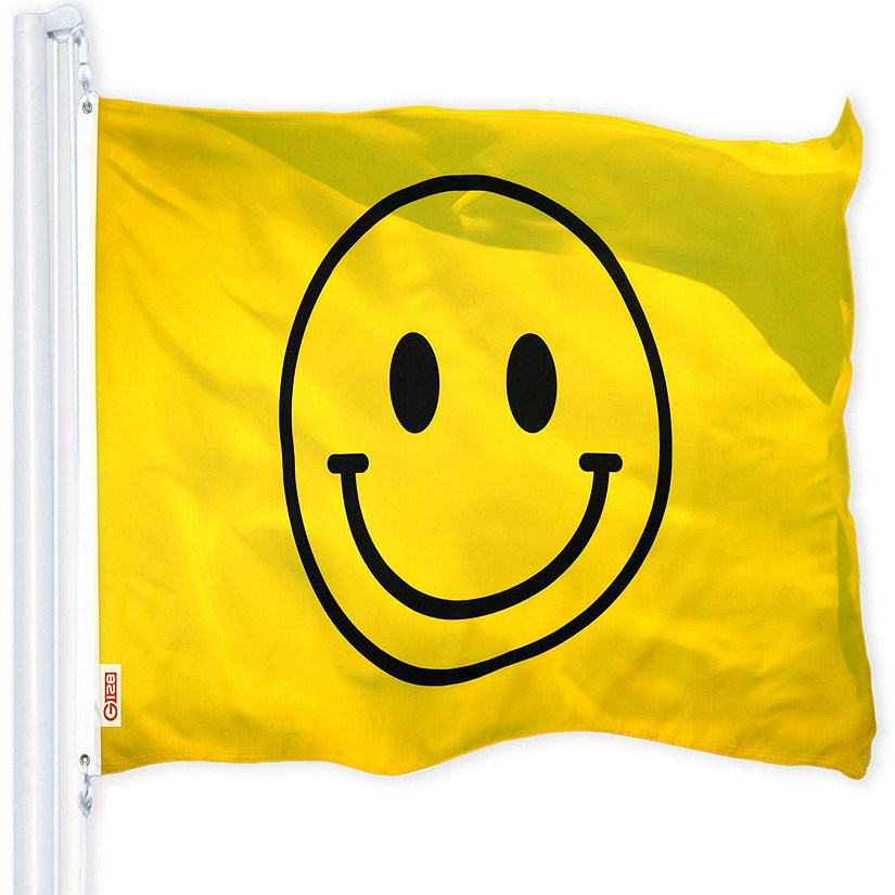 G128  Smiley Face Flag 3x5 FT Printed Brass Grommets 150D Polyester Indoor or Outdoor  Much Thicker More Durable Than 100D 75D Polyester Image