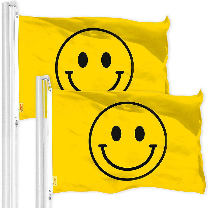 G128 - Smiley Face Flag 3x5FT 2 Pack Printed 150D Polyester Image