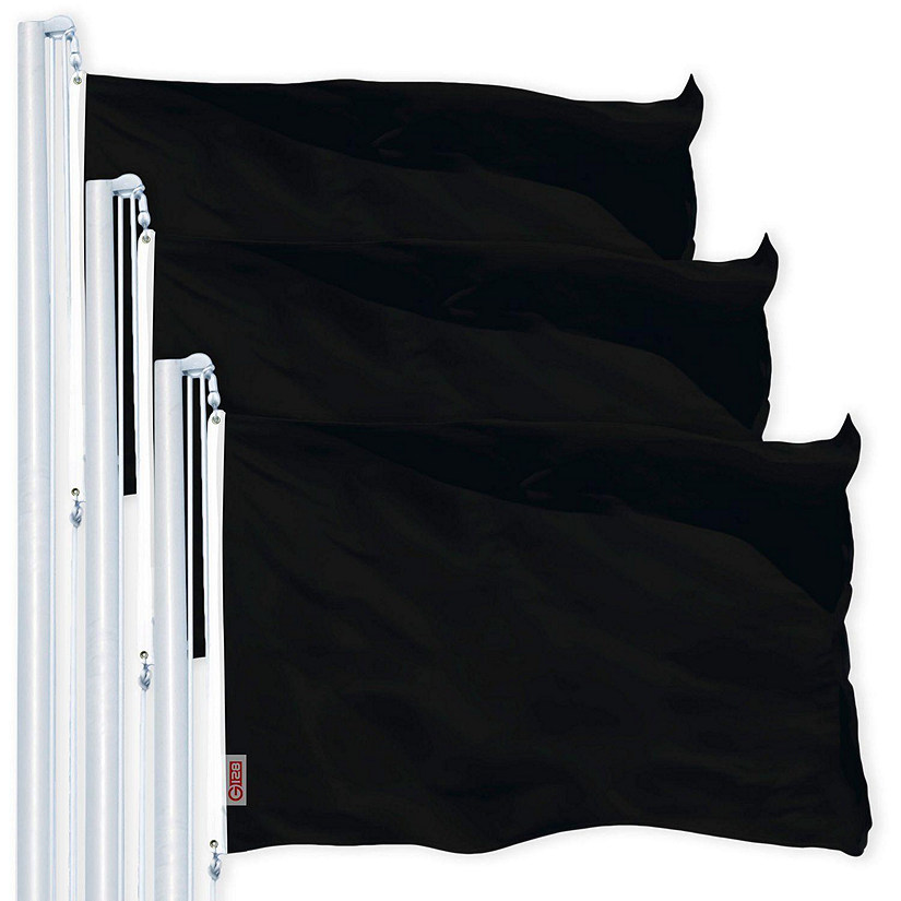 G128 - Solid Black Color Flag 3x5FT 3 Pack Printed 150D Polyester Image