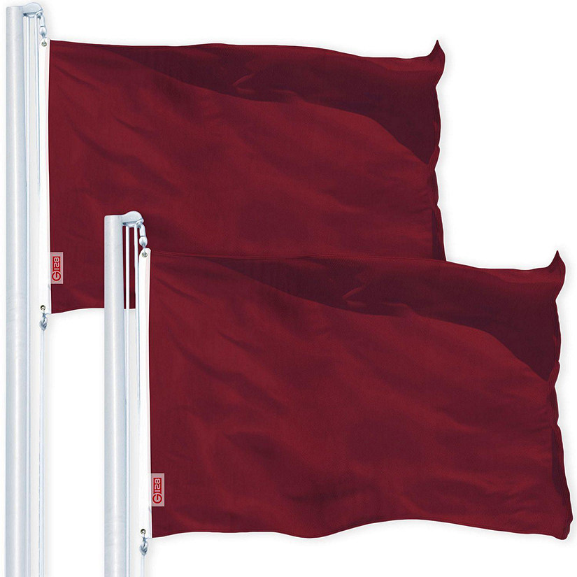 G128 - Solid Burgundy Color Flag 3x5FT 2 Pack Printed 150D Polyester Image