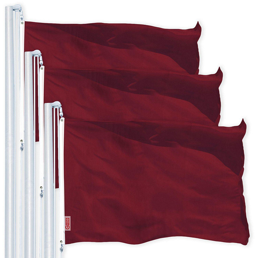 G128 - Solid Burgundy Color Flag 3x5FT 3 Pack Printed 150D Polyester Image