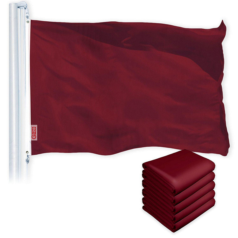G128 - Solid Burgundy Color Flag 3x5FT 5 Pack Printed 150D Polyester Image