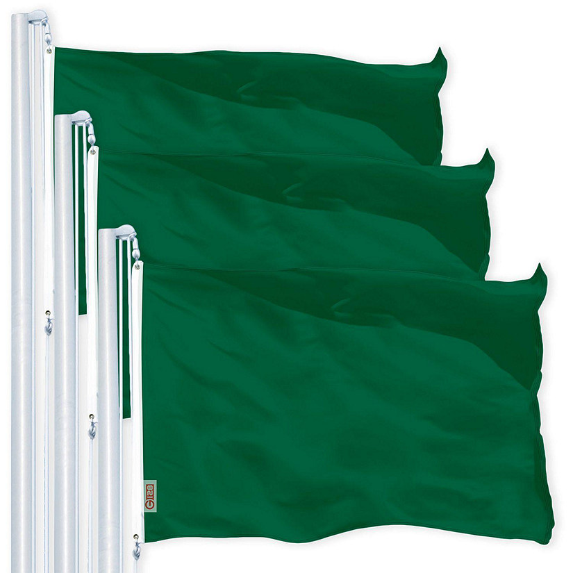 G128 Solid Dark Green Color Flag 3x5FT 3 Pack Printed 150D Polyester