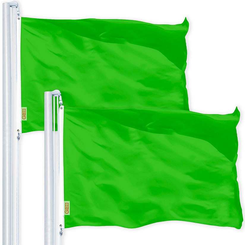 G128 - Solid Lime Green Color Flag 3x5FT 2 Pack Printed 150D Polyester Image