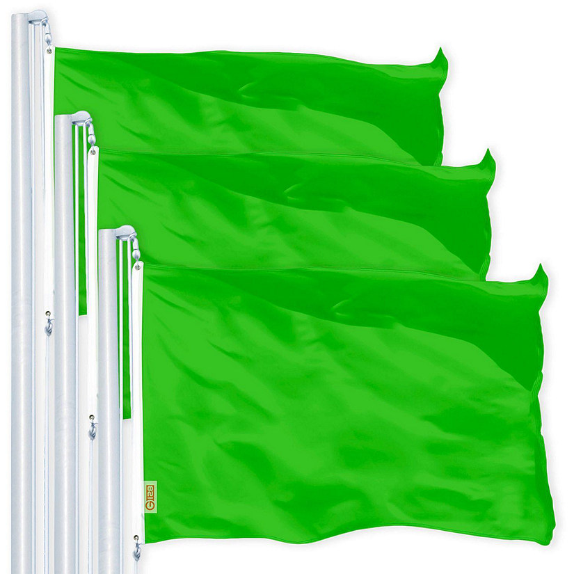 G128 - Solid Lime Green Color Flag 3x5FT 3 Pack Printed 150D Polyester Image