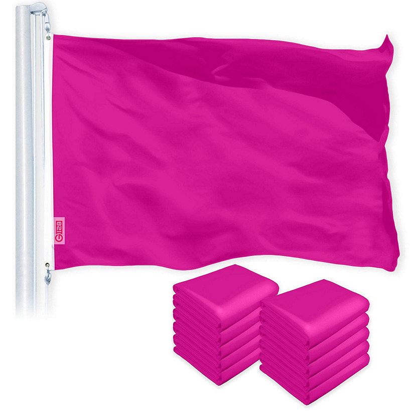 G128 - Solid Pink Color Flag 3x5FT 10 Pack Printed 150D Polyester Image