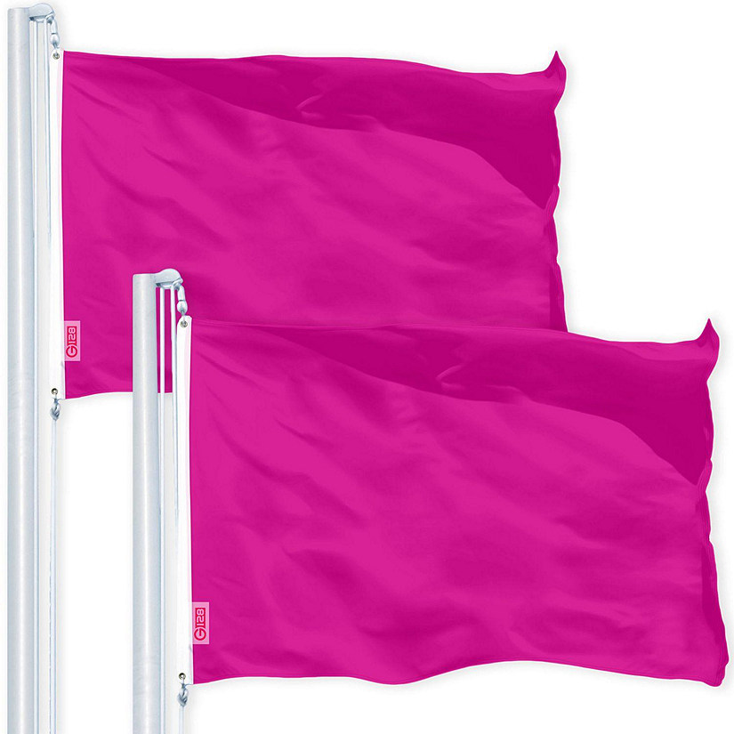 G128 - Solid Pink Color Flag 3x5FT 2 Pack Printed 150D Polyester Image