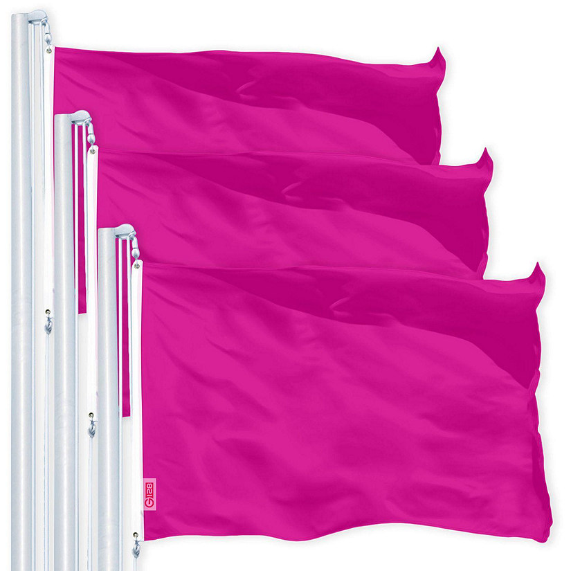G128 - Solid Pink Color Flag 3x5FT 3 Pack Printed 150D Polyester Image