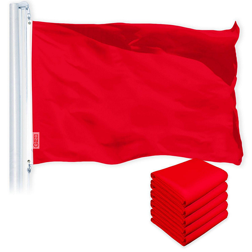 G128 Solid Red Color Flag 3x5FT 5 Pack Printed 150D Polyester