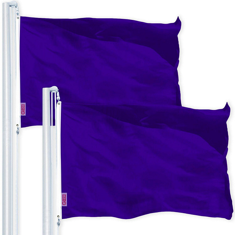 G128 Solid Violet Color Flag 3x5FT 2 Pack Printed 150D Polyester