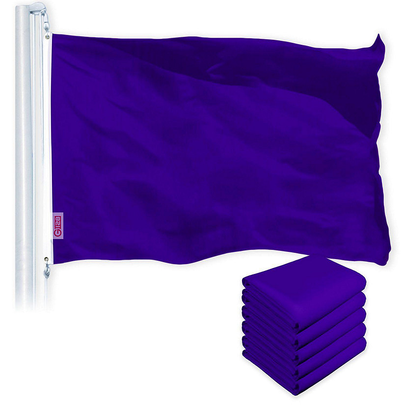 G128 Solid Violet Color Flag 3x5FT 5 Pack Printed 150D Polyester