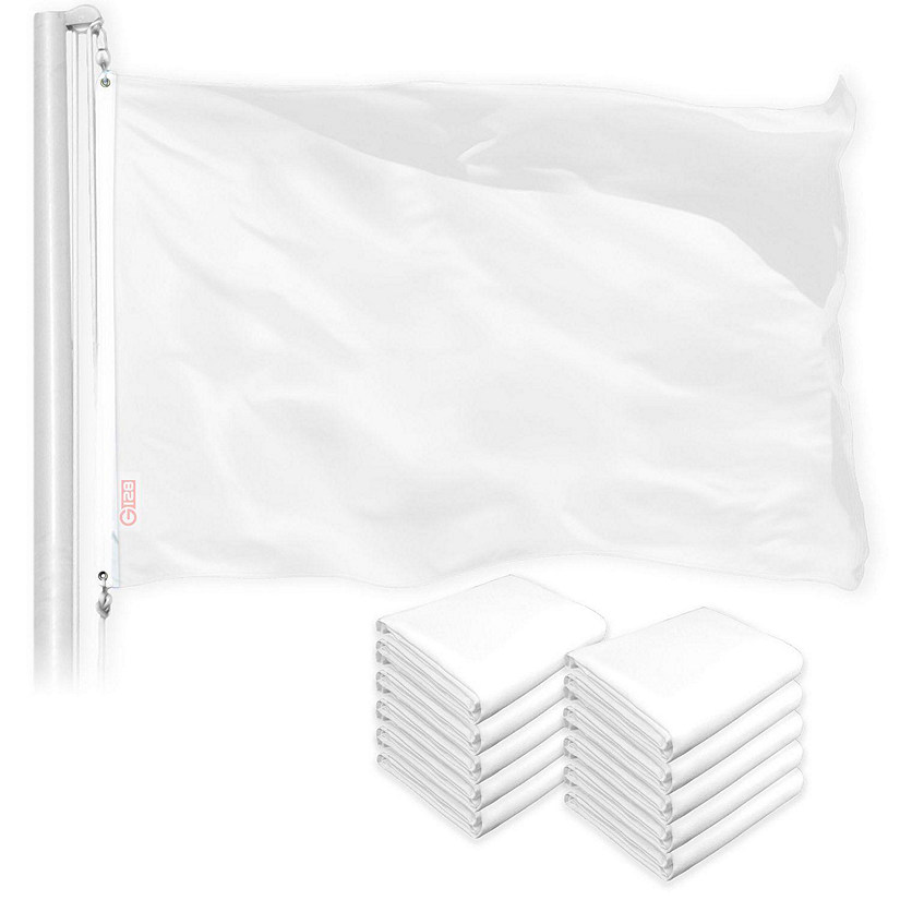 G128 - Solid White Color Flag 3x5FT 10 Pack Printed 150D Polyester Image