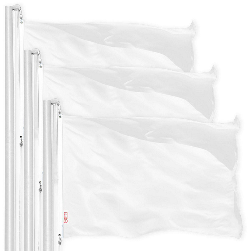 G128 - Solid White Color Flag 3x5FT 3 Pack Printed 150D Polyester Image