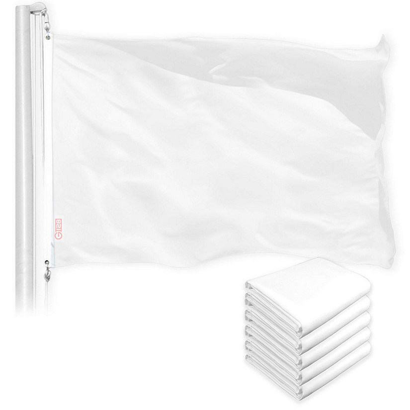 G128 - Solid White Color Flag 3x5FT 5 Pack Printed 150D Polyester Image