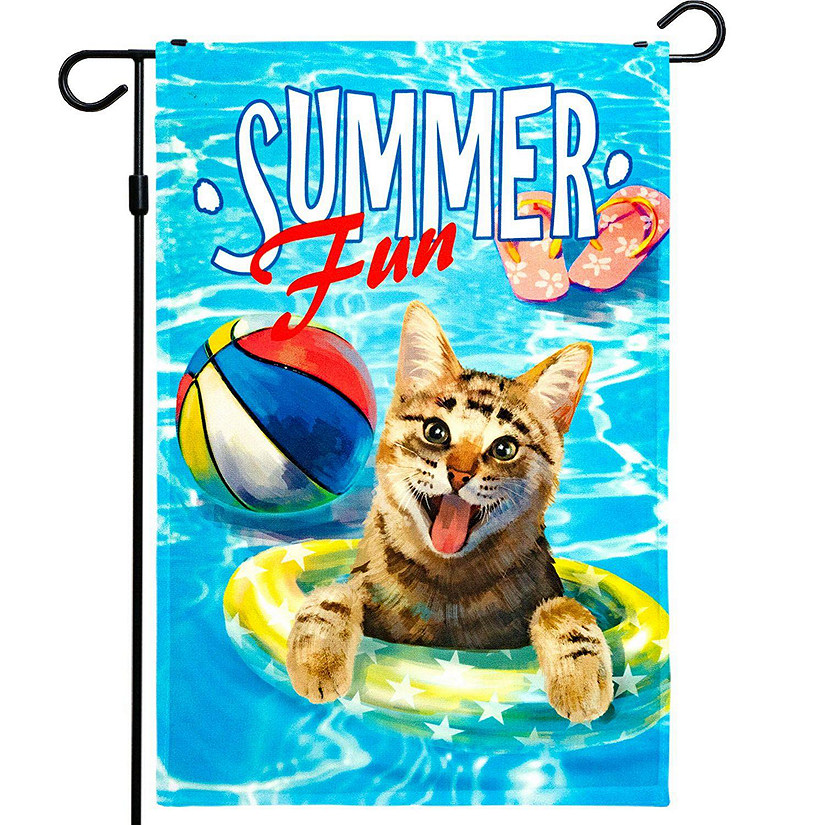 Beach Cats in Hats & Shades Drinks Summer Ocean decorative Garden Flag 