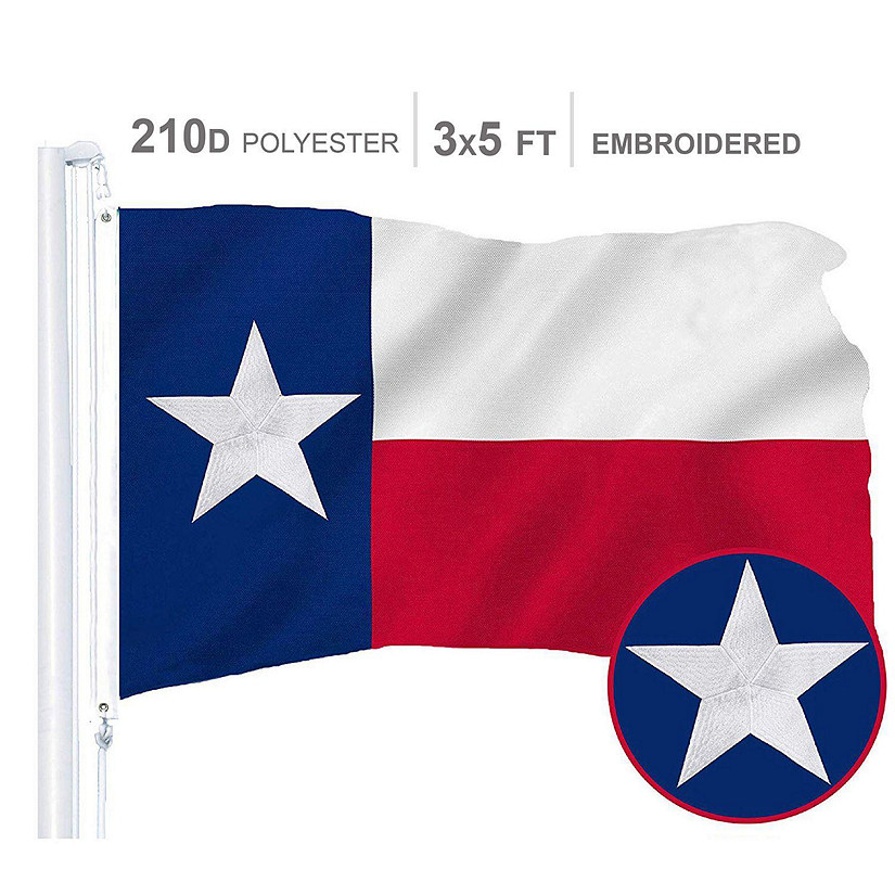 G128 - Texas State Flag 210D Embroidered Polyester 3x5 Ft Image