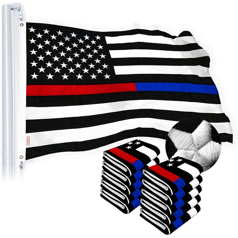 G128 Thin Blue Line Police and Thin Red Line 4x6 FT 10 Pack