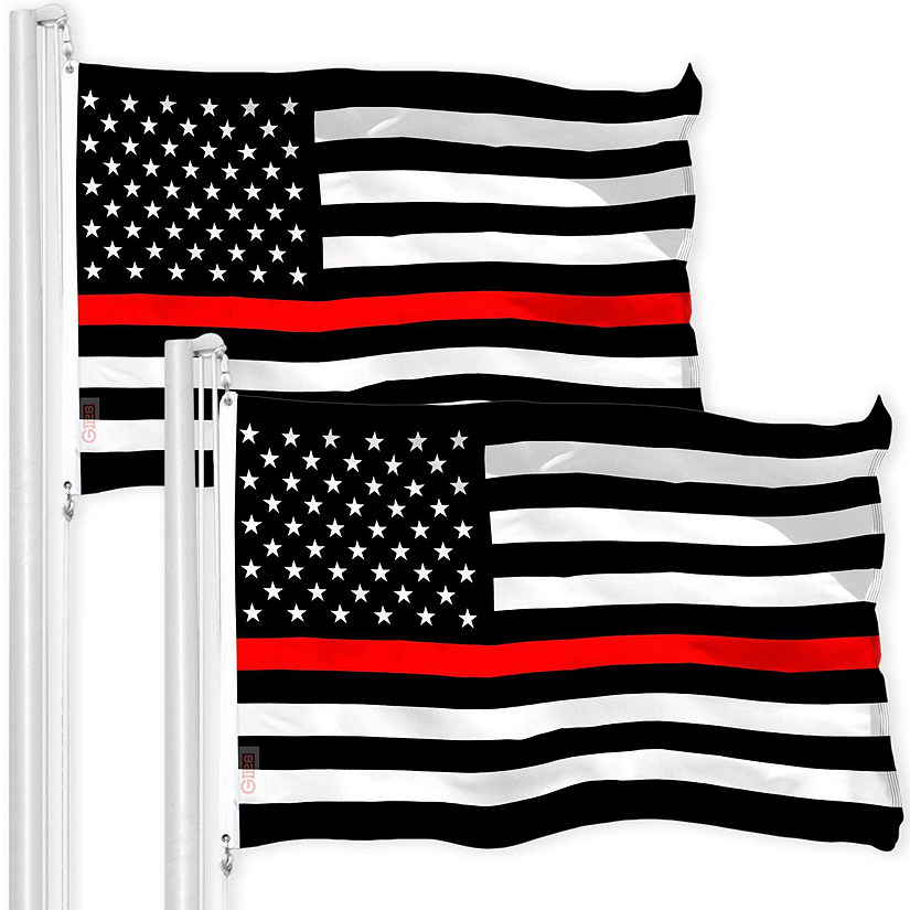 G128 Thin Red Line Flag 3x5FT 2 Pack Printed 150D Polyester