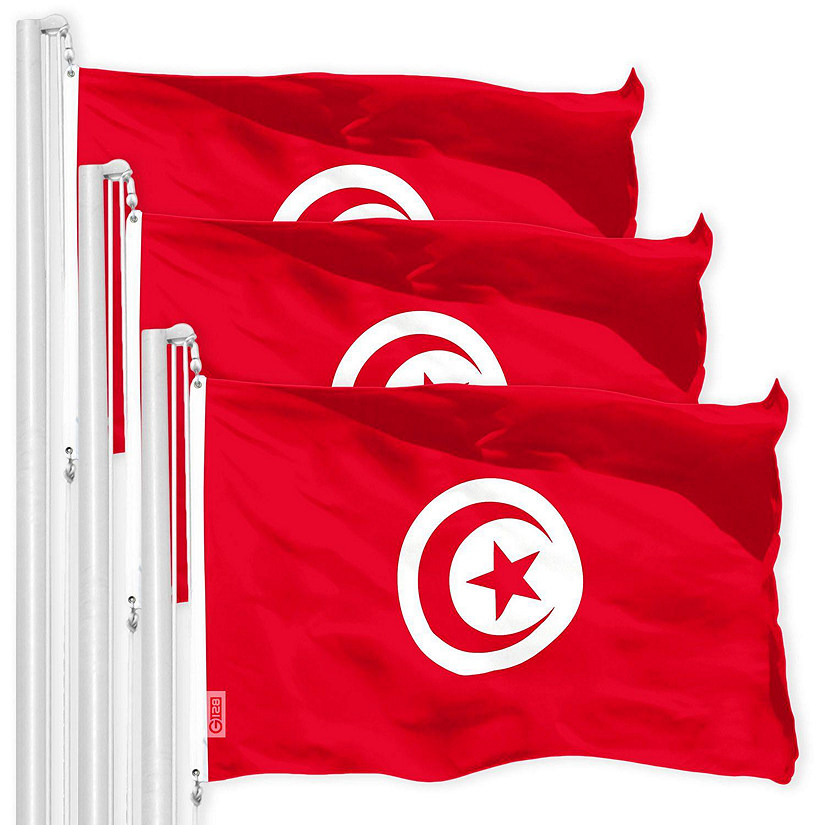 G128 - Tunisia Tunisian Flag 3x5FT 3 Pack 150D Printed Polyester Image