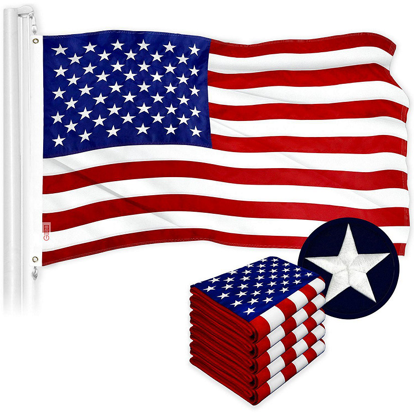 G128 - USA American Flag 12x18IN 5 Pack Embroidered Polyester Image
