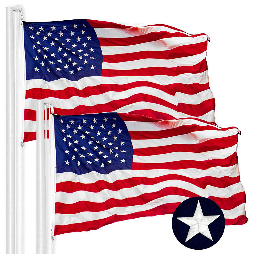G128 - USA American Flag 5x8FT 2 Pack Embroidered Nylon Image