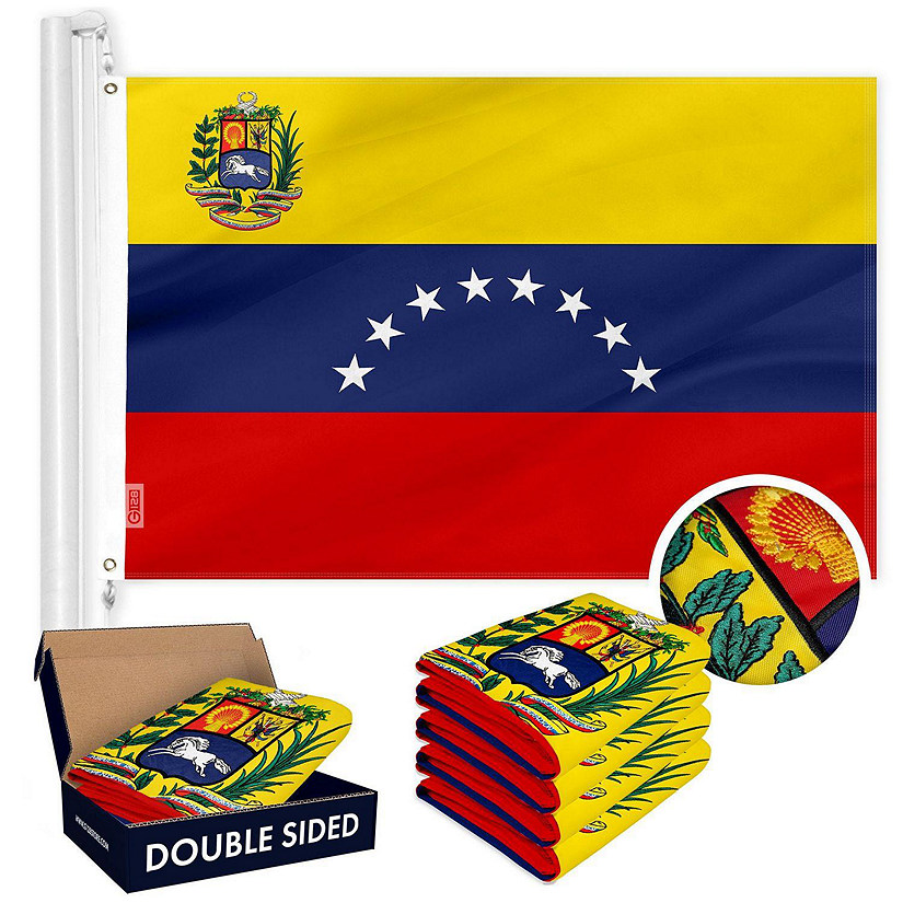 G128 - Venezuela Venezuelan Flag 3x5FT 5 Pack Double-sided Embroidered Polyester Image