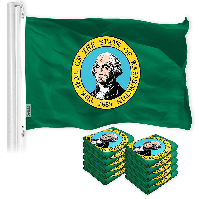 G128 - Washington WA State Flag 3x5FT 10 Pack 150D Printed Polyester Image