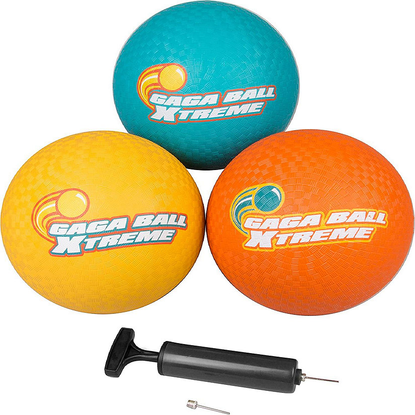 Gaga Playground Balls 3pk (8.5 inches) w Air Pump +Extra Needle -Durable  Rubber Pack for Dodgeball, Kickball, Gagaball Official Play and Schools -  Fun Outdoor R