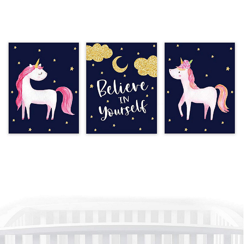 Galaxy Navy Blue Unicorn 3Pack 8.5x11in Image