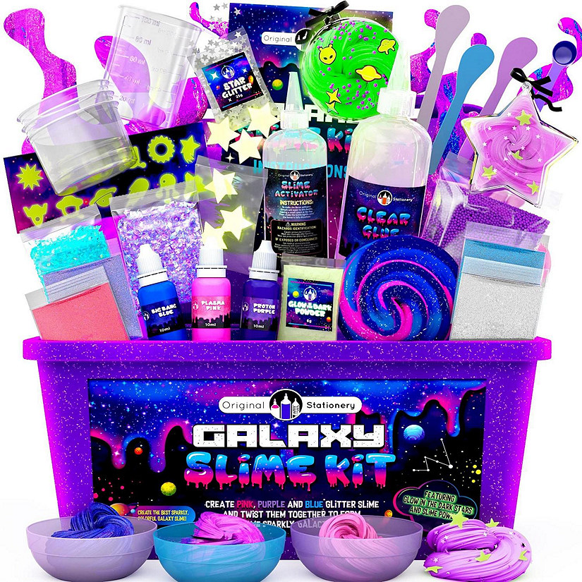 Galaxy Slime Kit, Fun Slime Set with Glow in The Dark Stickers and Glow in the Dark Powder to Make Glitter Slime Image