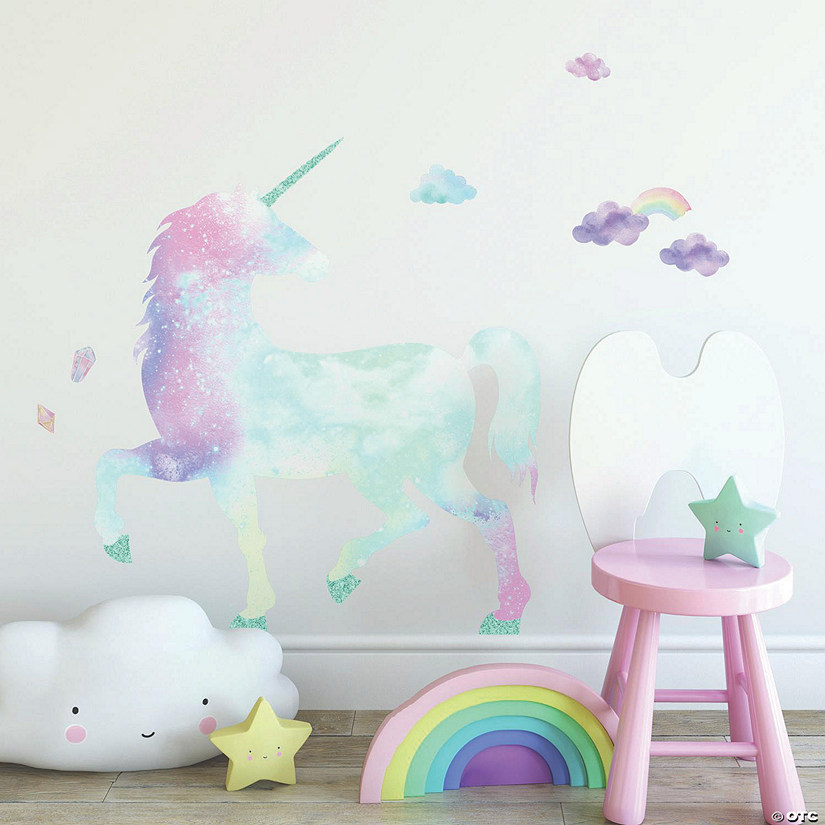 Galaxy Unicorn Peel & Stick Giant Decal Glitter Oriental Trading