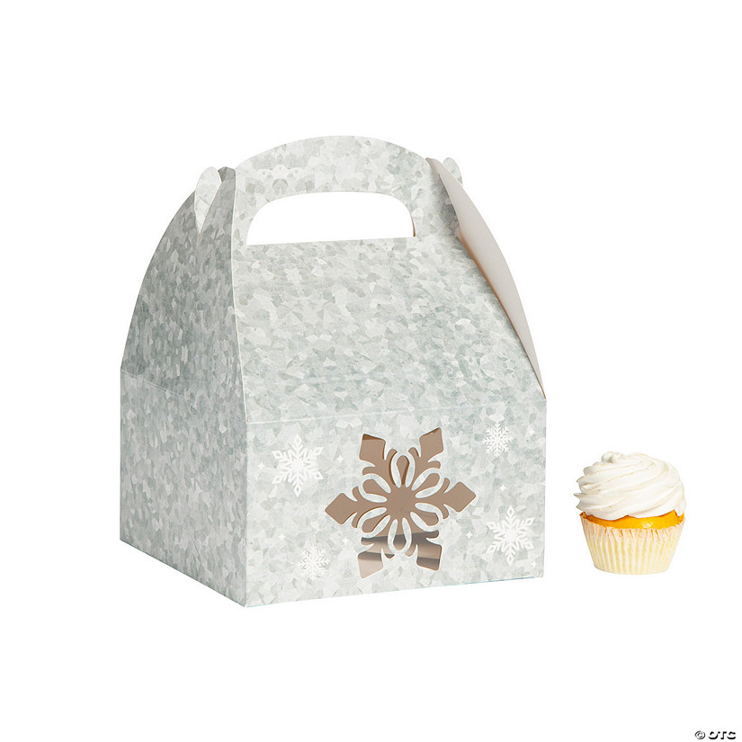 Galvanized Silver Snowflake Treat Boxes - 6 Pc. Image