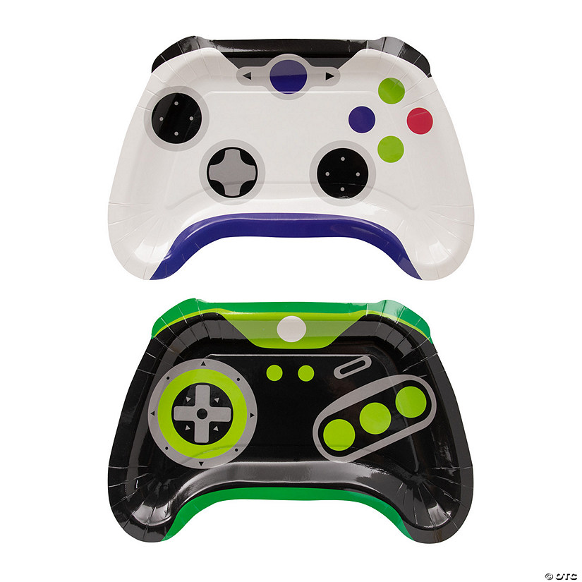 Gamer Controller-Shaped Paper Dinner Plates - 8 Ct. Image
