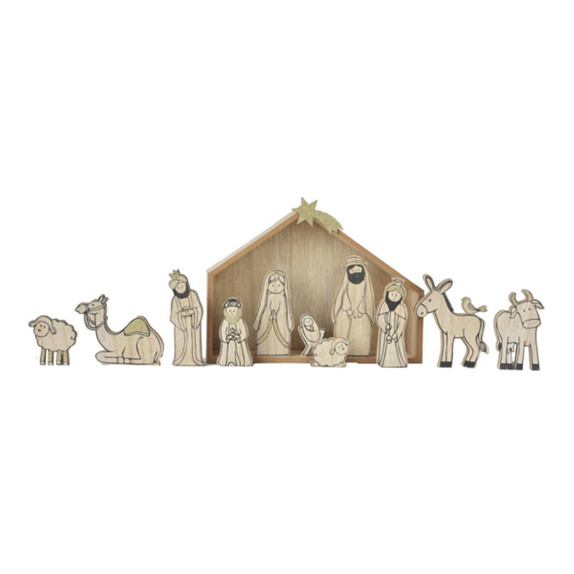 Ganz 12-Piece Wood Grain Nativity Set Image