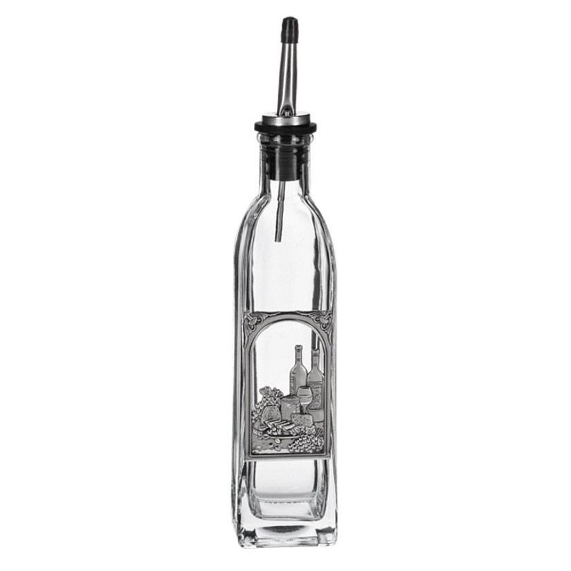 Ganz Etched Wine and Cheese Glass Cooking Oil Pour Bottle, Clear Image