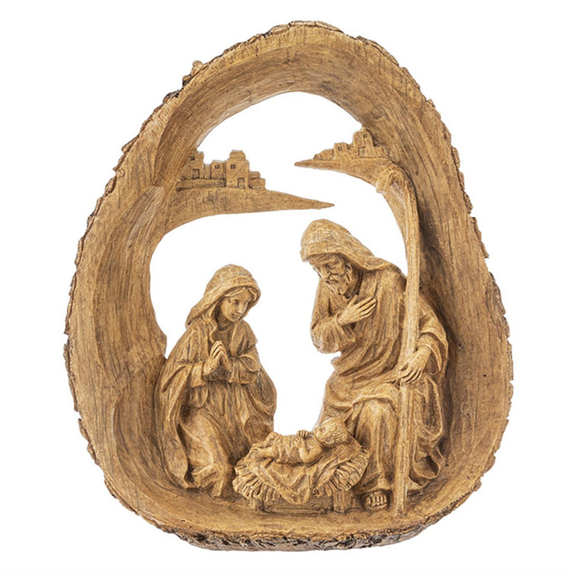 Ganz Log Nativity Figurine Christmas Decoration, Brown Image