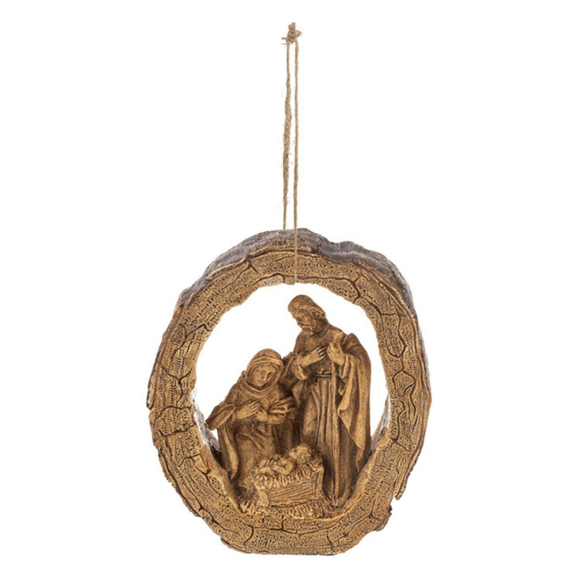 Ganz Log Nativity Figurine Christmas Ornament, Brown, 5 Inches Image