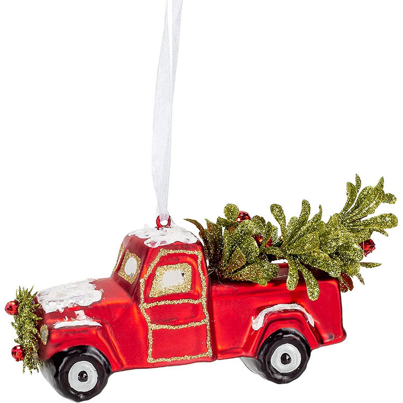 Ganz Vintage Glass Truck Plastic Holiday Christmas Ornament Image