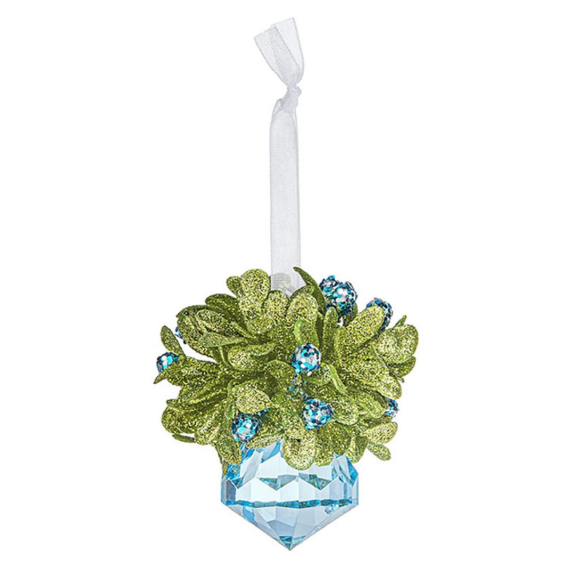 Ganz Winter Ice Teeny Mistletoe Jewel Ornament, Acrylic, Blue Image