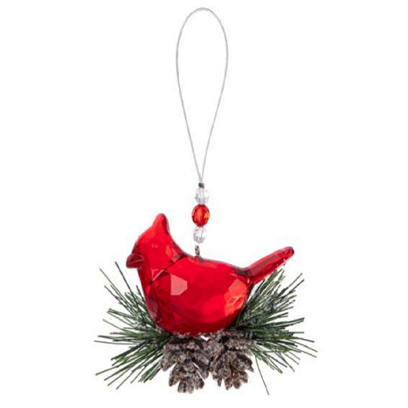 Ganz Winter Pine Cardinal Christmas Tree Ornament 3.5 Inch Multicolor Image