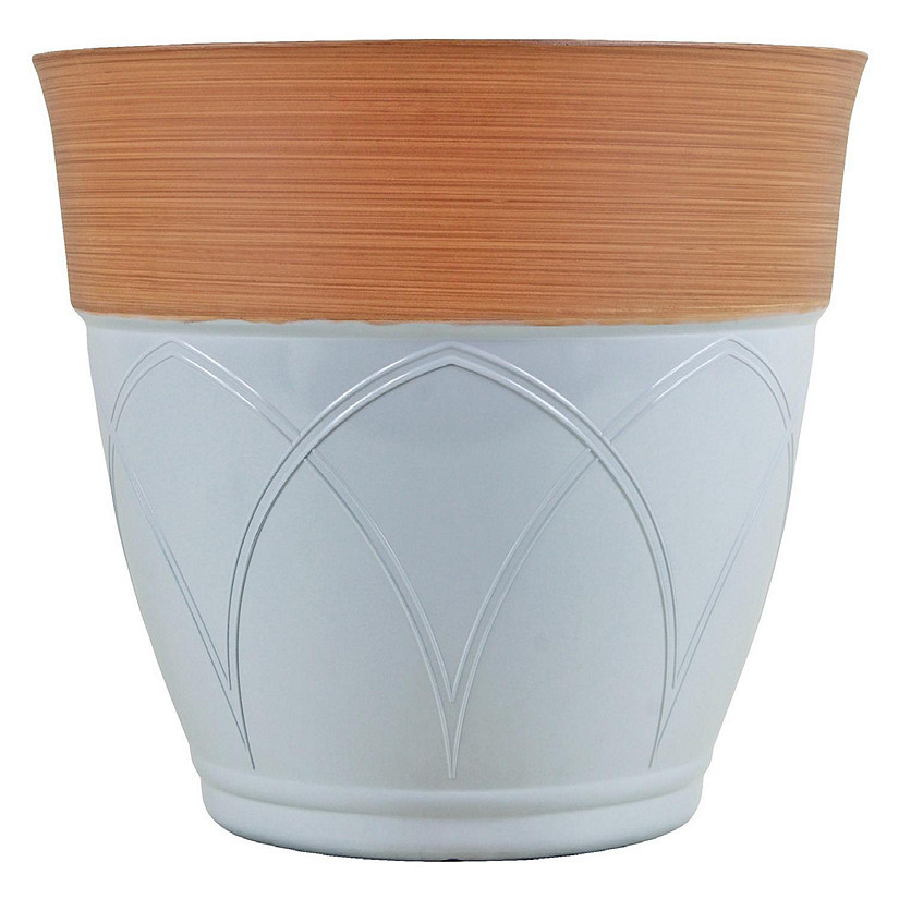 Garden Elements Colored Rim Large Plastic Planter Cream 15