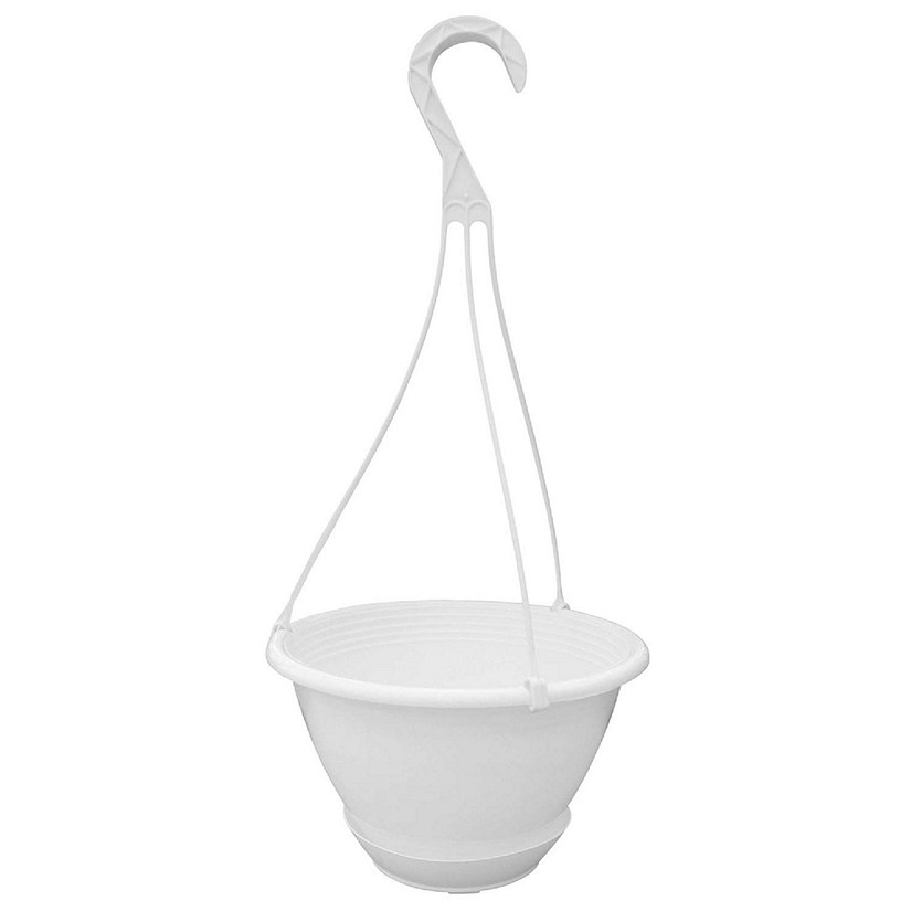 Garden Elements Out/Indoor Hanging Basket Plastic Planter, White, 8"