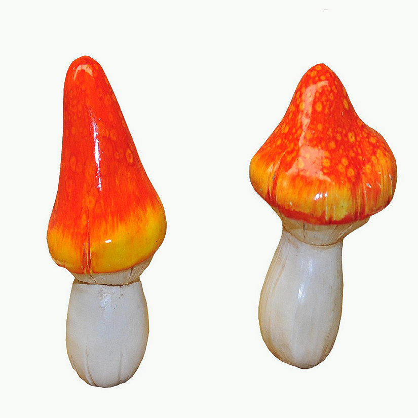 Garden Life Size Mushroom Statue 2 pieces Orange Image
