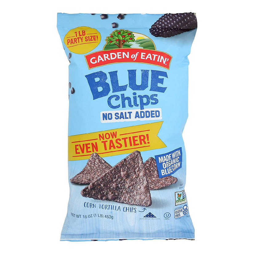 Garden Of Eatin' Blue Chips - Unsalted - Case of 12 - 16 oz Image