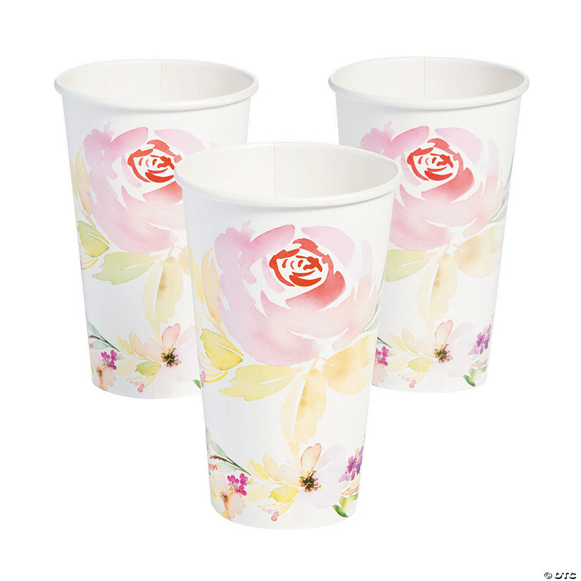 Garden Party Floral Pastel Paper Cups - 24 Pc. Image