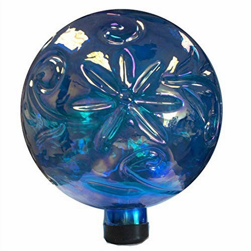Gardener's Select GSA14BFG03 10 Blue w/ Flowers Glass Gazing Globe Image